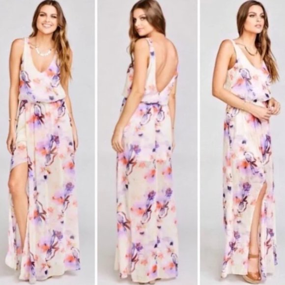 SOLD Show Me Your MuMu Kendall Maxi Dress NWT in Abers Babers Watercolor Small - Picture 2 of 11